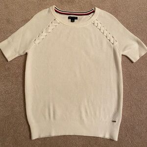 Tommy Hilfiger White Knit Short Sleeve Sweater